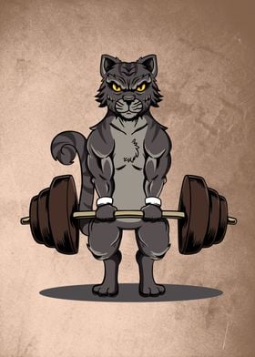 Cat barbell deadlifting