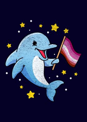 Lesbian Pride Flag Dolphin