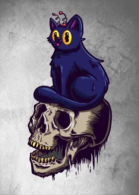 Funny Cat on a skull