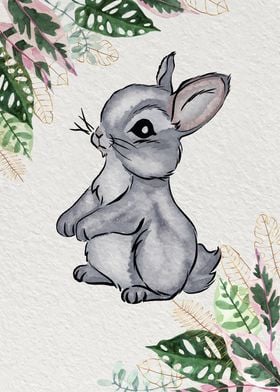 Watercolor baby Bunny