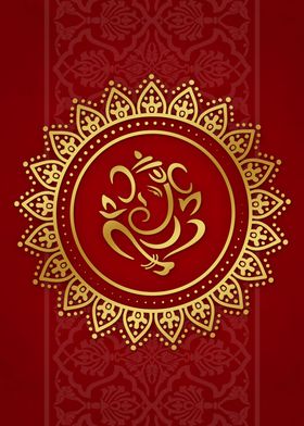 Hindu Ganesh Red Gold