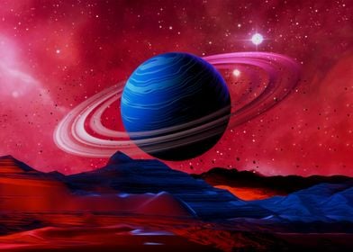 Neon landscape Saturn