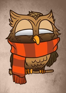 Cute owl with a scarf