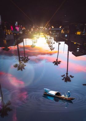 Boat river Sky California