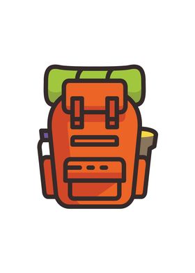 Orange Camping Bag Icon