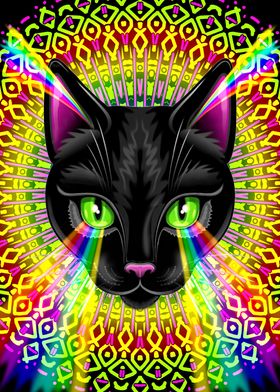 Cat Mandala Rainbow Colors