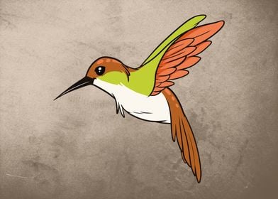 Cute orange green bird