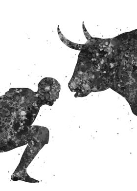 Bull and man