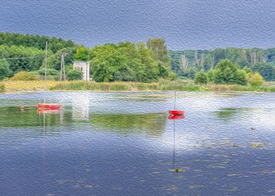 Red Boats on the lake