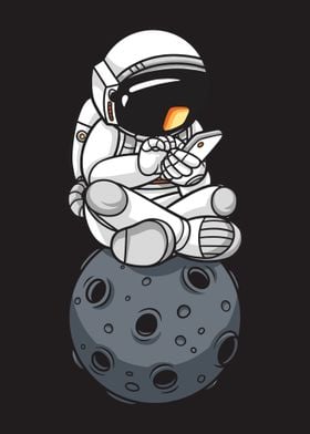 Funny astronaut with phone