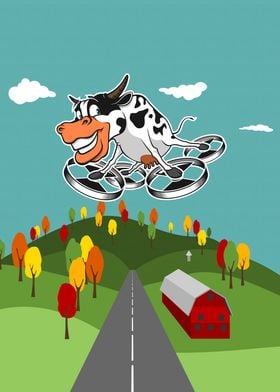 Funny cow with drone