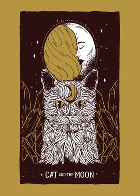 TAROT CAT AND THE MOON