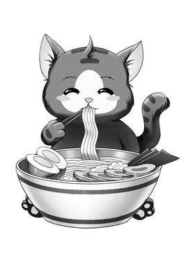 Ramen Cat Japanese Kawaii