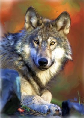 Wolf Animal painted