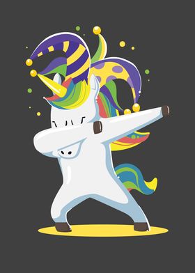 Dabbing Unicorn Mardi Gras