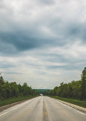 white road cloud blue