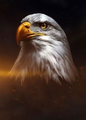 golden eagle head poster 