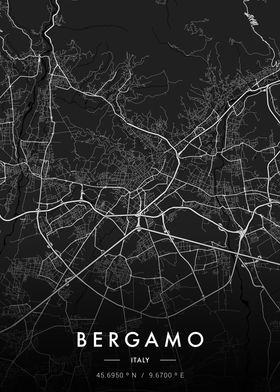 Bergamo City Map Dark