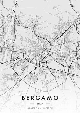 Bergamo City Map White