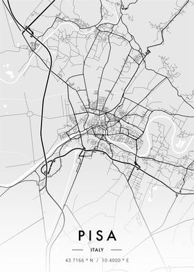 Pisa City Map White