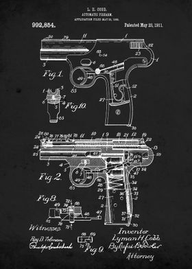 Police Gun 1911 Patent Art