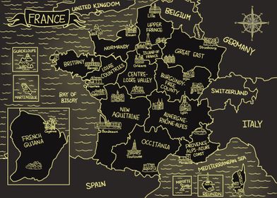 Glowing Map of France