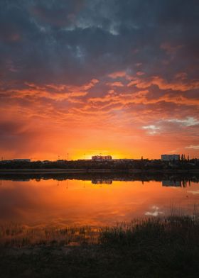 dramatic sunset scene