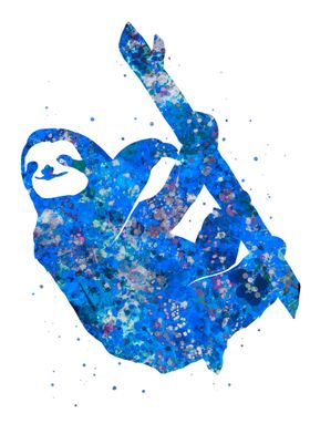 Sloth animal blue art