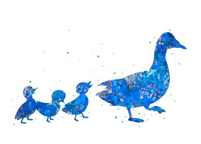 Duck family blue art