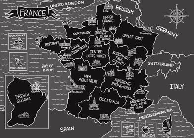 Gray Map of France