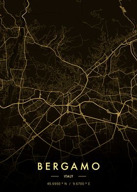 Bergamo City Map Gold