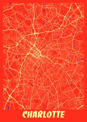 Charlotte Retro City Map