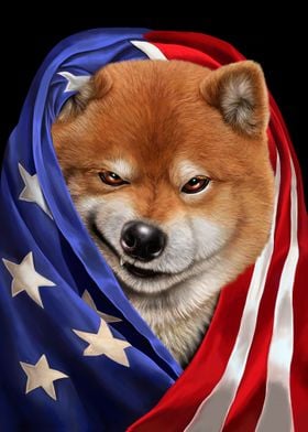 Shiba Dog USA Patriot