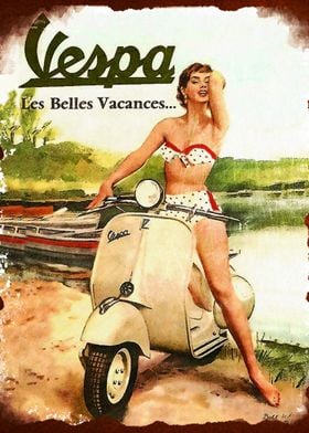 Vespa Les Belles Poster