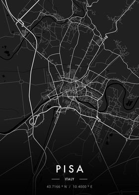 Pisa City Map Dark