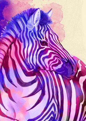 Colorful Watercolor Zebra 