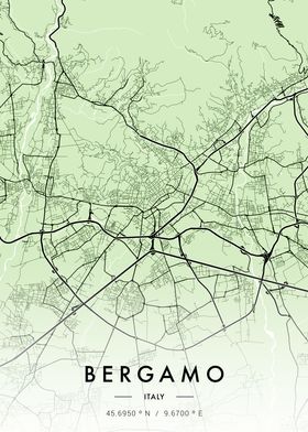 Bergamo City Map Green