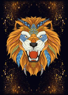 Lion Mandala style