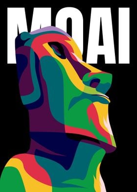 Moai statue on Pop Art