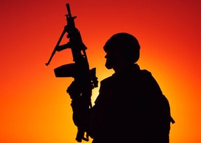 Silhouette of army soldier