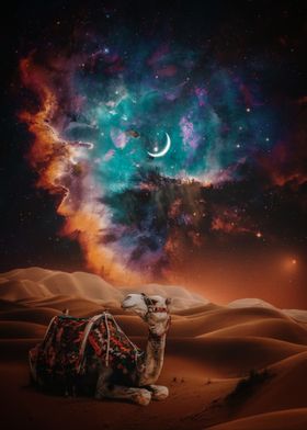 Desert Camel Crescent Moon