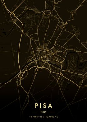 Pisa City Map Gold