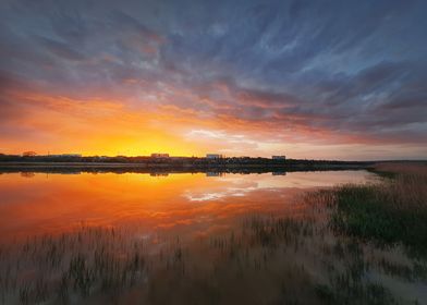 Fascinating sunset reflect