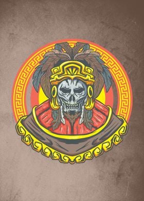 Skull Aztec background