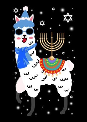 Menorah Hanukkah Llama