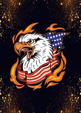 Eagle with American Flag