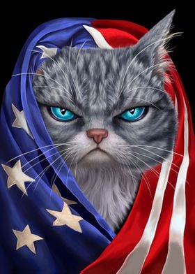 Grey Cat USA Patriot