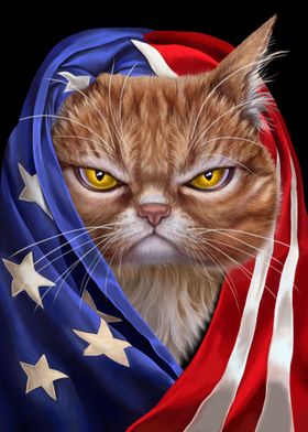 Orange Cat USA Patriot