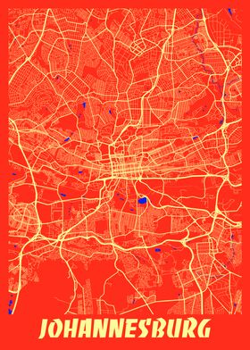 Johannesburg Retro Map