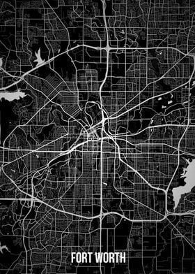 Fort Worth dark map